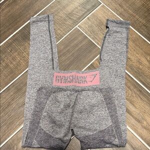 Gymshark Heather Gray Leggings with Pink Logo